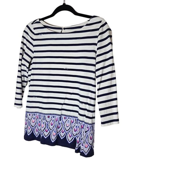 Lilly Pulitzer Waverly Top in Navy Serene Stripe blouse size Medium - Picture 3 of 8